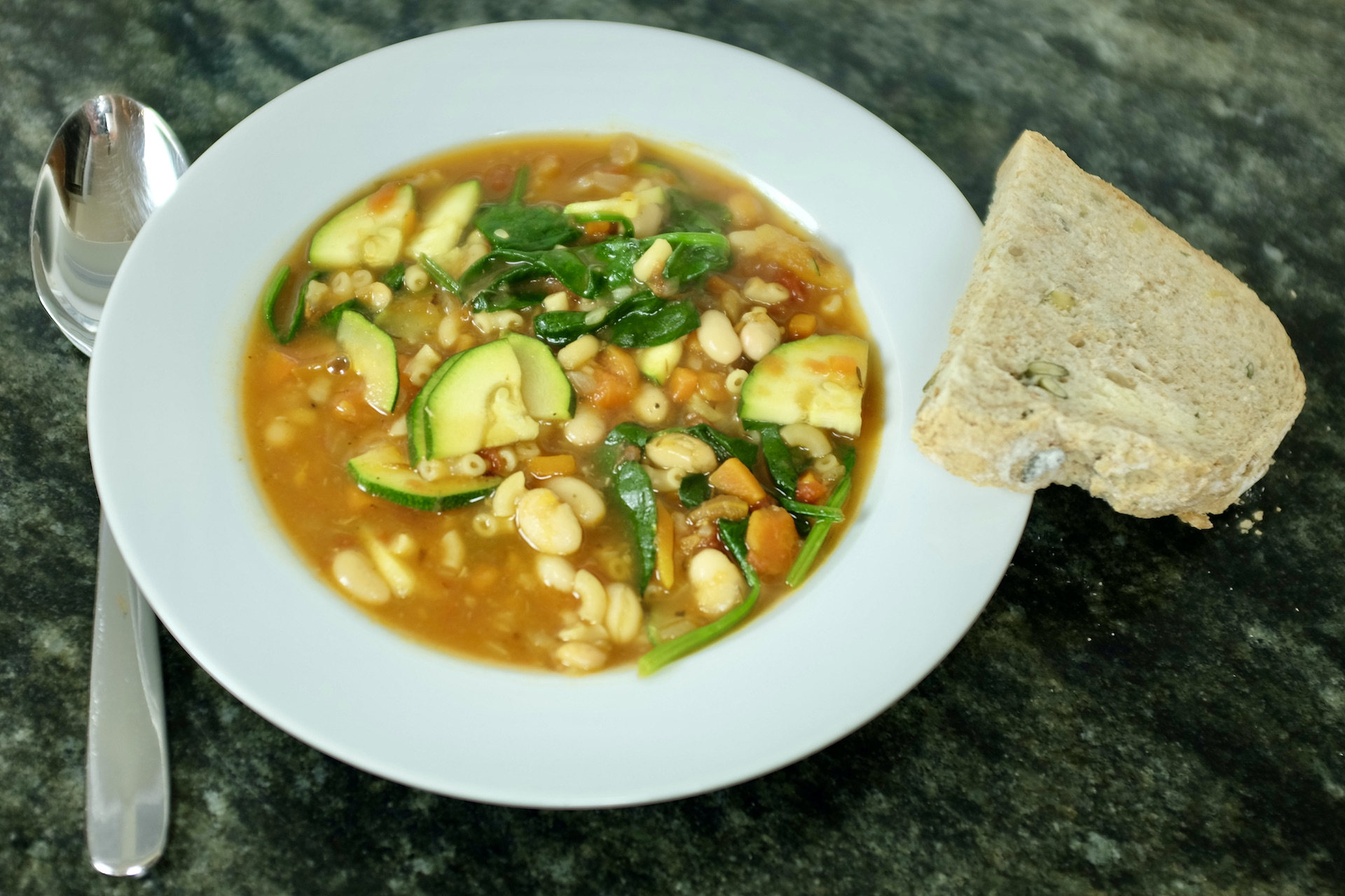 classic minestrone soup with a variety of vegetables