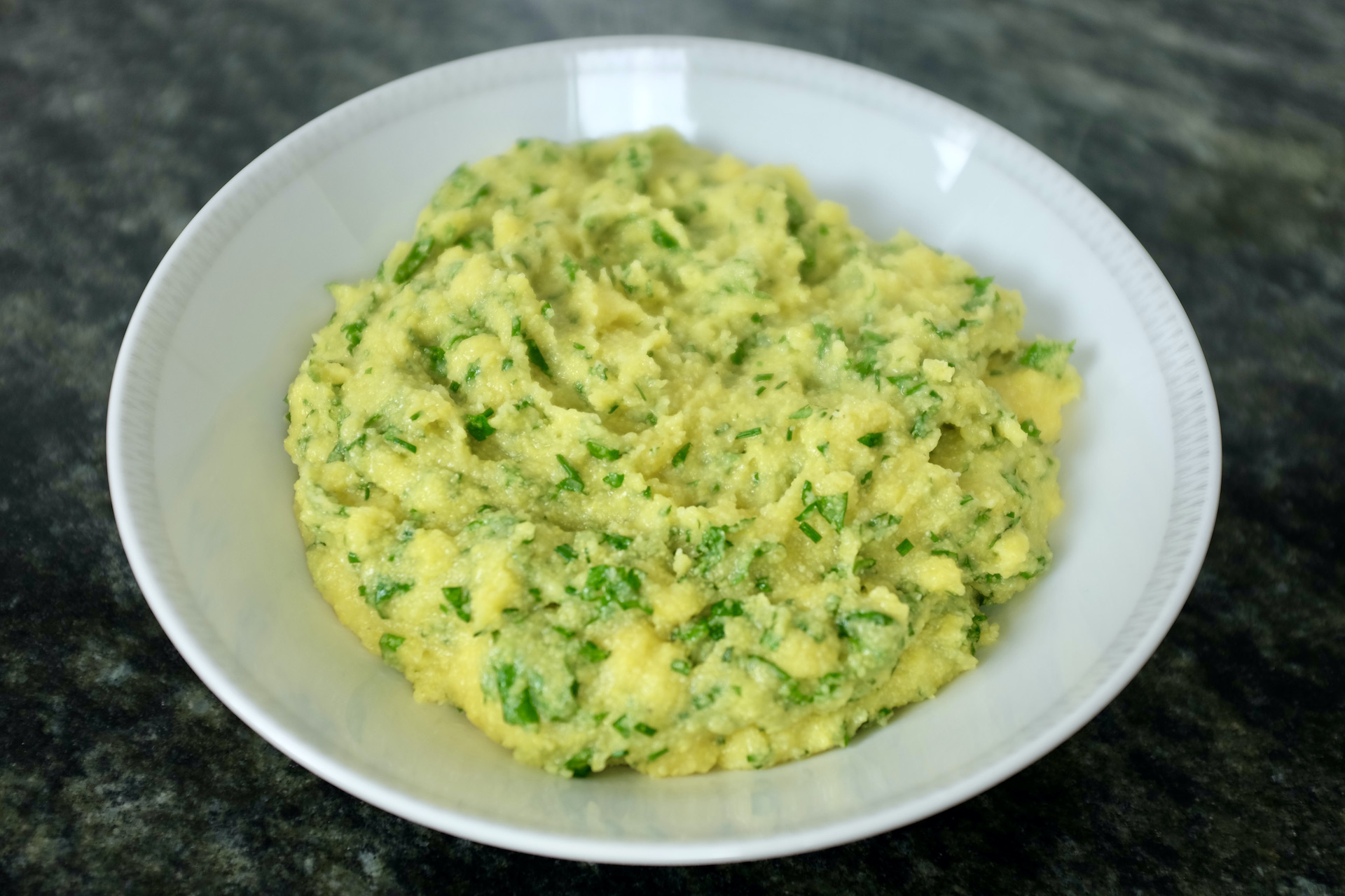 traditional polenta with fresh herbs of the season