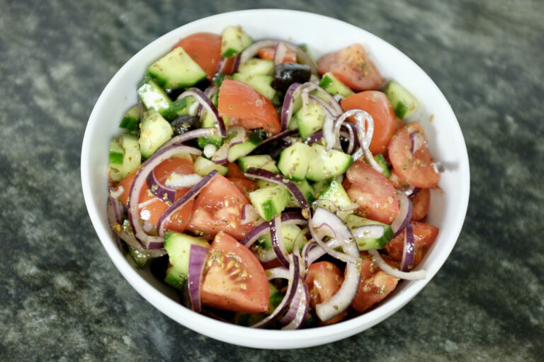 a classic greek style simple salad