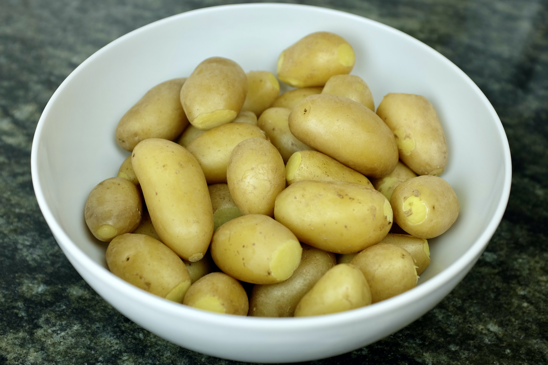 boiled potatoes with peel on for maximum flavour