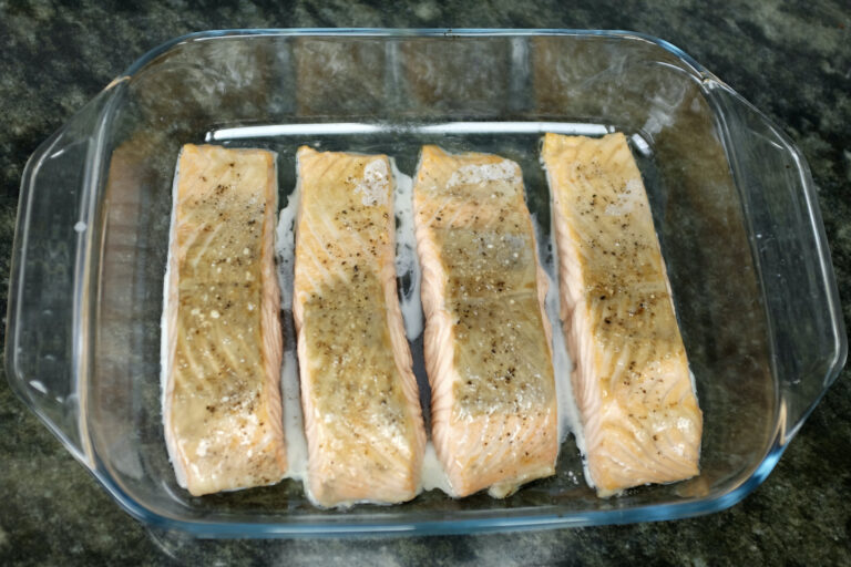 healthy juicy salmon grilled in oven