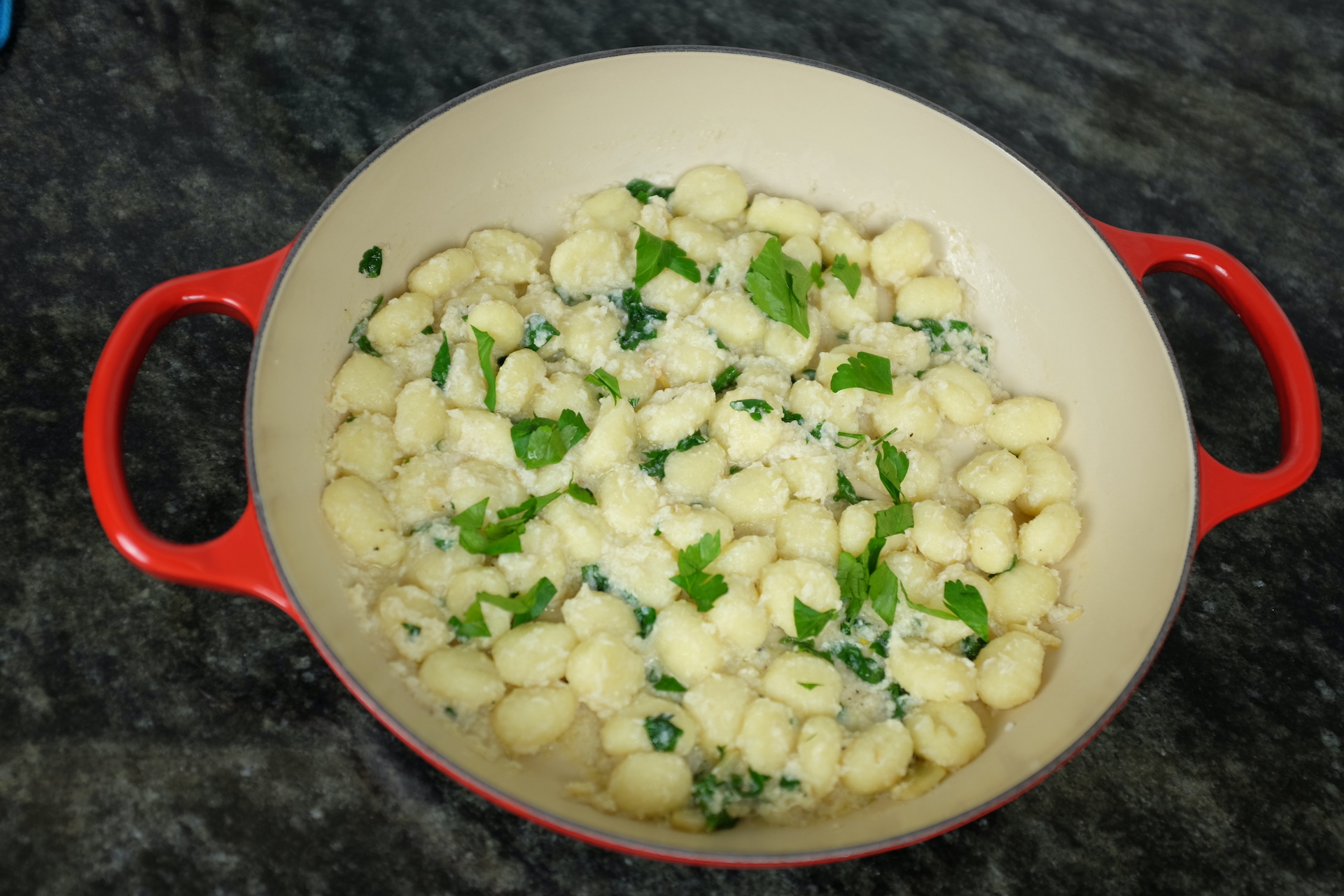 gnocchi and crab with garlic parsley and a squeeze of lemon juice