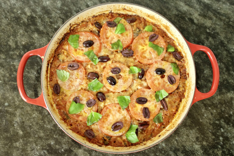 one-pot baked orzo pasta puttanesca