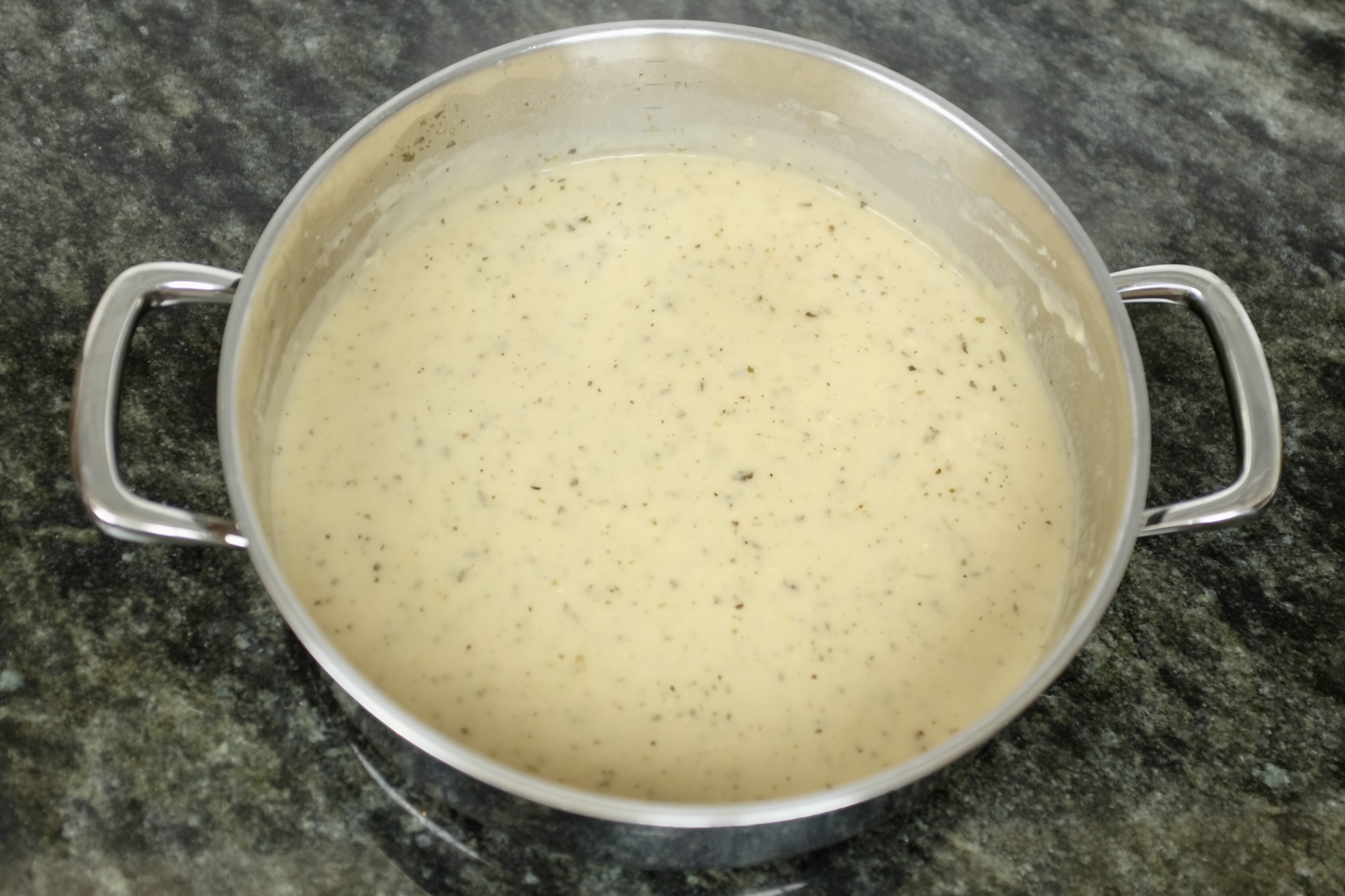 creamy chicken sauce with a hint of garlic oregano and basil