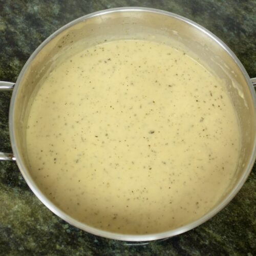 creamy vegetable sauce with a hint of garlic oregano and basil