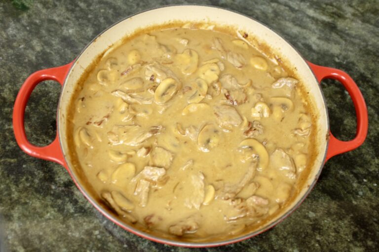 beef stroganoff with sirloin steak onion mushrooms sour cream and dijon mustard